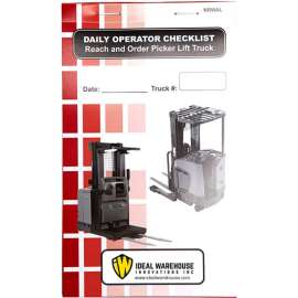 Replacement Checklist 70-1077 for Ideal Warehouse Electric Narrow Aisle Forklift Checklist Caddy