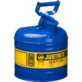 Justrite Type I Steel Safety Can, 2 Gallon (7.5L), Self-Close Lid, Blue, 7120300