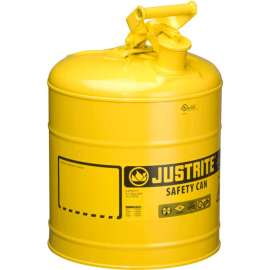 JUSTRITE 7150200 Safety Can, 5 gal Capacity, Steel, Yellow
