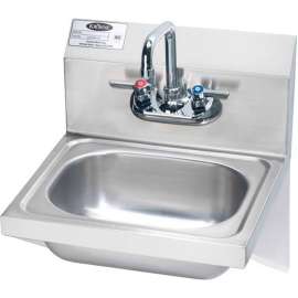 Krowne HS-10 - 16" Wide Hand Sink With Side Support Brackets, Wrist Handles