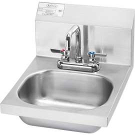 Krowne HS-18 16" Wide Hand Sink With Deck Mount Faucet, Wrist Handles