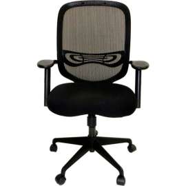 ShopSol Office Room Chair - Fabric Seat with Adjustable Mesh Back - Black