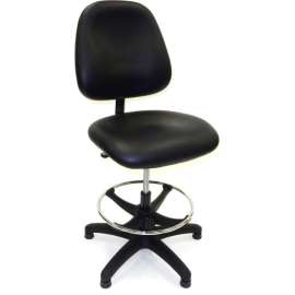 ShopSol Vinyl Workbench Stool - Mid Back - Black