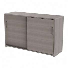 Linea Italia Sliding Door Credenza, Locking Storage Cabinet, 47"W x 15"D x 28"H, Ash