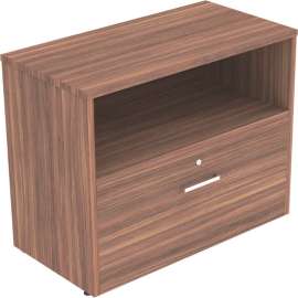 Linea Italia Urban Storage Credenza with Locking Drawer, 30"W x 16"D x 24"H, Natural Walnut