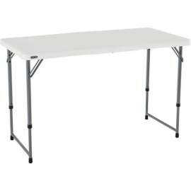 Lifetime Adjustable Height Plastic Fold-In-Half Table, 24" x 48", White