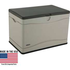 Lifetime 60103 Outdoor Deck Storage Box 80 Gallon, Sand w/Brown Lid