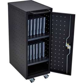 Luxor Laptop/Chromebook Compact Charging Cart For 12 Devices, 14"W x 24-3/4"D x 39-5/8"H, Black