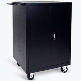Luxor Laptop/Chromebook Computer Charging Cart For 24 Devices, 31-1/8"W x 21-1/8"D x 40-1/8"H, Black