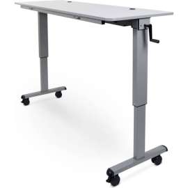 Luxor Adjustable Height Flip Top Table w/ Crank Handle - 60" - Gray