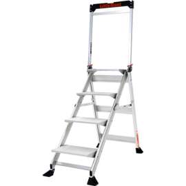 Little Giant Jumbo Step Aluminum Ladder - 375 lb. Capacity, 4 Step - 11904