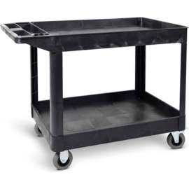 Luxor Heavy-Duty Utility Cart, Two Shelves, 5" Casters, Black, 500 Lbs Capacity
