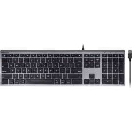 Macally Ultra Slim USB Wired Keyboard for Mac and PC, Space Gray