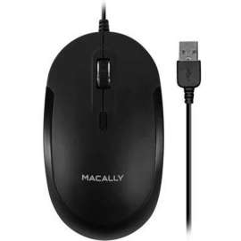 Macally USB Wired Optical Quiet Click Mouse for Mac & PC, Black