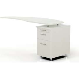 Safco Medina 63"W Left Curved Desk Return With Pencil-Box-File Pedestal Sea Salt