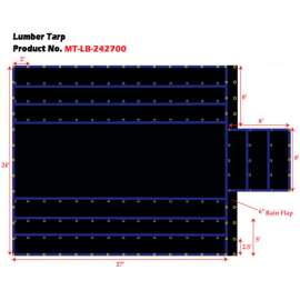 Xtarps, MT-LB18-B2427, Heavy Duty Flatbed Truck Tarp, Lumber Tarp, 24'W x 27'L, Black