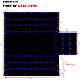 Xtarps, MT-LB15-B2419, Flatbed Truck Tarp, Light Weight Lumber Tarp w/ 8' Drop, 24'W x 19'L, Black