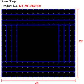 Xtarps, MT-MC18-B2628, Heavy Duty Flatbed Truck Tarp, Machinery Tarp, 26'W x 28'L, Black