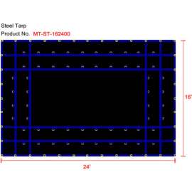 Xtarps, MT-ST18-B1624, Heavy Duty Flatbed Truck Tarp, Steel Tarp, 16'W x 24'L, Black