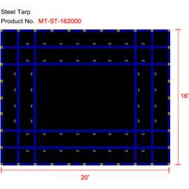 Xtarps, MT-ST15-B1620, Flatbed Truck Tarp, Light Weight Steel Tarp, 16'W x 20'L, Black