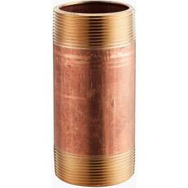 1-1/2 In. X 5 In. Lead Free Seamless Red Brass Pipe Nipple - 140 PSI - Sch. 40 - Import
