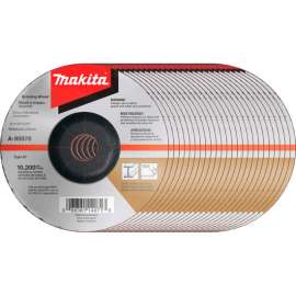 Makita INOX Grinding Wheel, 36 Grit, Type 27, 6" Dia x 1/4"T x 7/8" Cntr Hole Dia, 5/Pk