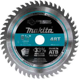 Makita Carbide-Tipped Cordless Plunge Saw Blade, Wood, 6-1/2"Dia, 48 TPI