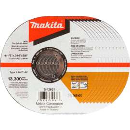 Makita INOX Thin Cut-Off Wheel, 60 Grit, Type 1, 4-1/2"Dia x 1/25"T x 7/8"Cntr Hole Dia, 10/Pk
