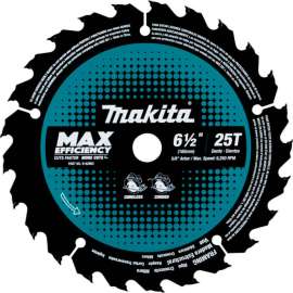 Makita Carbide-Tipped Max Effcy Ultra-Thin Kerf Circular Saw Blade, Framing, 6-1/2"Dia, 25 TPI