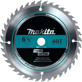 Makita Carbide-Tipped Circular Saw Blade, Fine Crosscutting, 6-1/2"Dia, 40 TPI