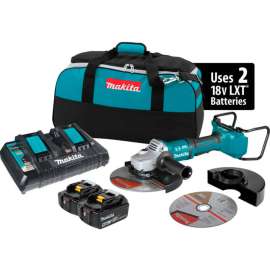 Makita LXT Cordless 9" Paddle Switch Cut-Off/Angle Grinder Kit, 5.0Ah, 18V X2, Li-Ion