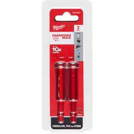 Milwaukee DIAMOND MAX 1/4" Diamond Grit Hole Saw 2 PK, 49-56-0501