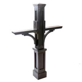 Mayne Newport Plus Double Mailbox Post 5814-B - 56"H Black