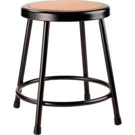Interion 18" Steel Work Stool with Hardboard Seat - Backless - Black - Pack of 2