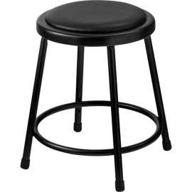 Interion 18" Steel Work Stool with Vinyl Seat - Backless - Black - Pack of 2