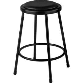 Interion 24"H Steel Work Stool with Vinyl Seat - Backless - Black - Pack of 2