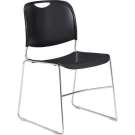 Interion Stacking Chairs With Mid Back, Plastic, Black