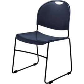 NPS - 850 Series Blue Plastic Ultra-Compact Stack Chair with Black Steel Frame
