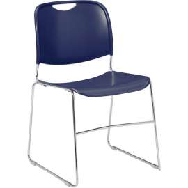 Interion Stacking Chair With Mid Back, Plastic, Navy