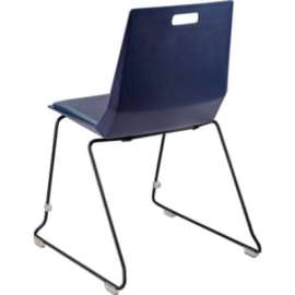 NPS - LuvraFlex Series Blue Padded Plastic Stack Chair with Black Frame