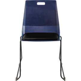 NPS - LuvraFlex Series Blue/Black Padded Plastic Stack Chair with Black Frame