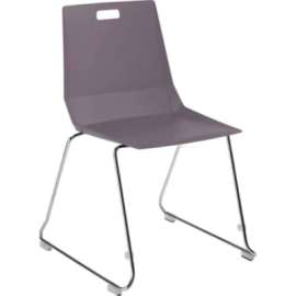 NPS - LuvraFlex Series Charcoal Plastic Stack Chair with Chrome Frame