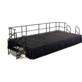 NPS - Gray Carpet 16'L x 8'W x 24"H Stage Packadge with Box Pleat Black Skirting