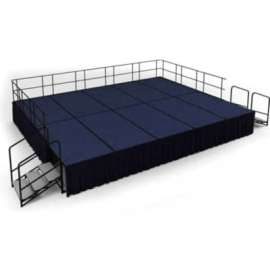 NPS - Blue Carpet 20'L x 16'W x 32"H Stage Packadge with Shirred Pleat Black Skirting
