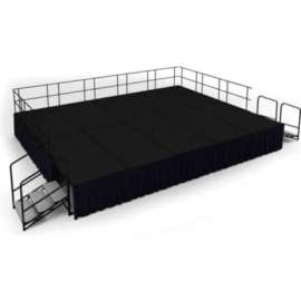 NPS - Black Carpet 20'L x 16'W x 32"H Stage Packadge with Shirred Pleat Black Skirting