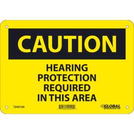 Global Industrial Caution Hearing Protection Required In This Area, 7x10, Aluminum