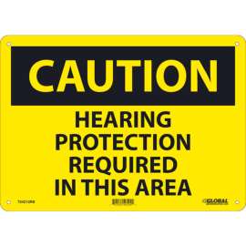 Global Industrial Caution Hearing Protection Required, 10x14, Rigid Plastic