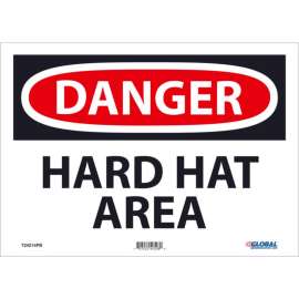 Global Industrial Danger Hard Hat Area, 10x14, Pressure Sensitive Vinyl