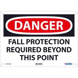 Global Industrial Danger Fall Protection Required Beyond This Point, 10x14, Aluminum