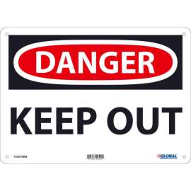 Global Industrial Danger Keep Out, 10x14, Rigid Plastic